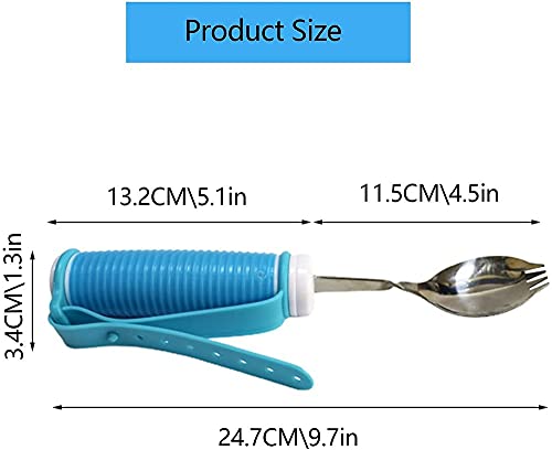 tjz Ayuda Alimentaria Cubiertos Tenedor Cuchara Suministros Especiales Utensilios Adaptables, Correa Ajustable para La MuñEca, para Ancianos Y Discapacitados Temblores De Manos, Artritis