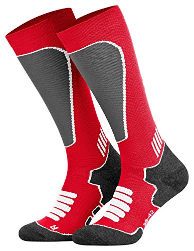 Tobeni Sport Medias de Compresión Ciclismo- Correr- Esquí- Calcetines para Mujer y Hombre Color Rojo Tamaño 39-42