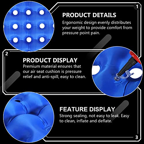 Toddmomy 1 Juego de Cojín de Asiento Inflable Cojín de Aire Cuadrado con Inflador Cojín de Silla Anti Decubito para Mujeres Embarazadas Pacientes Mayores con Fluorroides