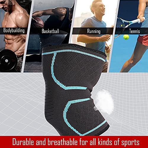 TOFBS Paquete de 2 coderas para hombres y mujeres, coderas para levantamiento de pesas, tenis, golfistas, culturismo, deportes, tendinitis, recuperación de lesiones en las articulaciones(azul,M)