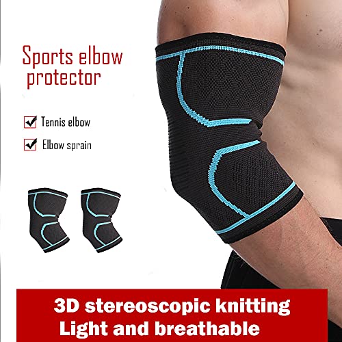 TOFBS Paquete de 2 coderas para hombres y mujeres, coderas para levantamiento de pesas, tenis, golfistas, culturismo, deportes, tendinitis, recuperación de lesiones en las articulaciones(azul,M)