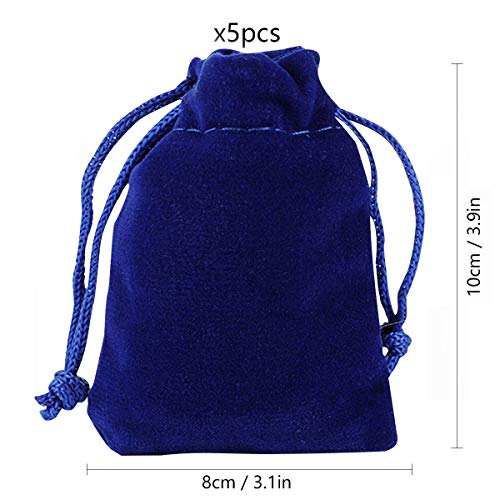 Tomedeks 5PCS bolsa de terciopelo bolsa de joyería con cordón, bolsa de joyería de regalo para banquete 10 * 8 CM (Blue)