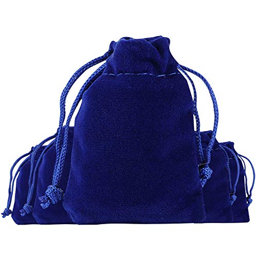 Tomedeks 5PCS bolsa de terciopelo bolsa de joyería con cordón, bolsa de joyería de regalo para banquete 10 * 8 CM (Blue)