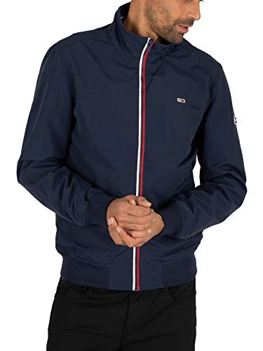 Tommy Jeans Cazadora Chaqueta Bomber Essential con Parche,Deportiva y Elegante, Azul (Black Iris), XXL para Hombre