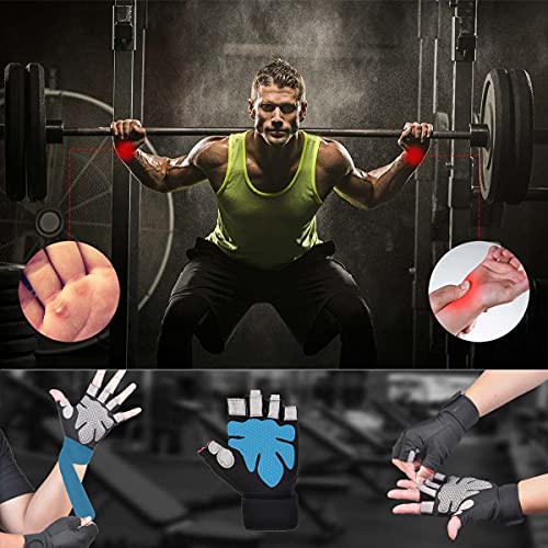 Tomuku Guantes de Gimnasio Hombre Mujer, Guantes Entrenamiento con muñequera Guantes Fitness Deportivos para Levantamiento de Pesas Musculación (L)