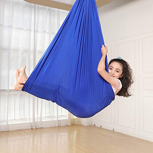 Topchances Columpio de Terapia Interior para Niños y Adolescentes, Hamaca Suave con Necesidades Especiales para Niños, Yoga, Integración Sensorial, Camping al Aire Libre (Azul, 1.5m)