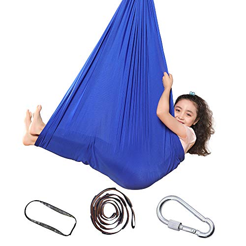 Topchances Columpio de Terapia Interior para Niños y Adolescentes, Hamaca Suave con Necesidades Especiales para Niños, Yoga, Integración Sensorial, Camping al Aire Libre (Azul, 1.5m)