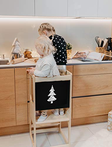 Torre de Aprendizaje Montessori con pizarra - Plataforma de Madera para Trepar en la Cocina para Bebés y Niños - Torres Ajustables para Encimeras y Mesa - Taburete Seguro y Duradero - Learning Tower