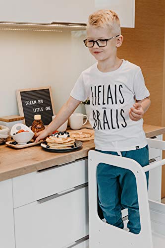 Torre de Aprendizaje Montessori - Plataforma de Madera para Trepar en la Cocina para Bebés y Niños - Torres Ajustables para Encimeras y Mesa - Taburete Seguro y Duradero - Learning Tower (Blanco)