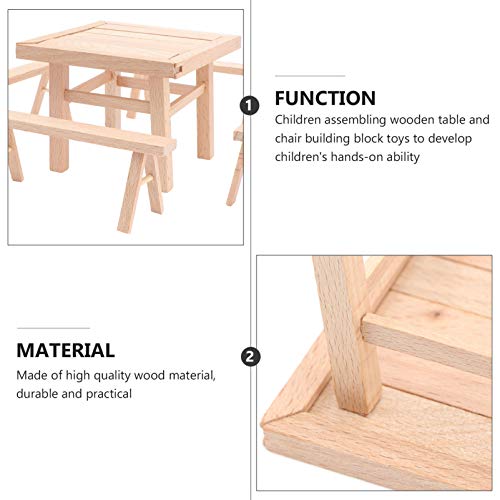 TOYANDONA Casa de Muñecas en Miniatura Mesa de Comedor Juego de Sillas para Niños Formas de Madera Rompecabezas de Tangram de Madera Rompecabezas Juguetes Montessori para Niños Pequeños