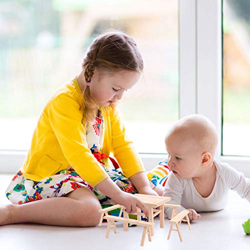 TOYANDONA Casa de Muñecas en Miniatura Mesa de Comedor Juego de Sillas para Niños Formas de Madera Rompecabezas de Tangram de Madera Rompecabezas Juguetes Montessori para Niños Pequeños