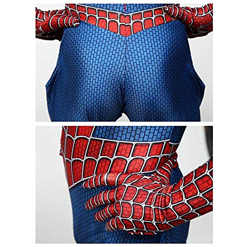 Traje de Cosplay del traje del hombre araña para los adultos de los niños, trajes de superhéroes Niño Niños Lycra Spandex del mono del estilo 3D de Halloween Carnaval Complementos Disfraz,120~130cm