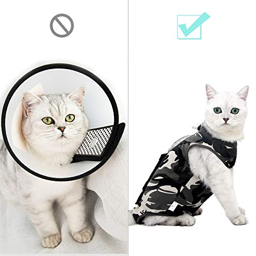 Traje de recuperación para gatos con anti lamida para heridas quirúrgicas abdominales Ropa para mascotas en casa blanda Cuello en E Alternativa para gatos Perros después de la cirugía Desgaste