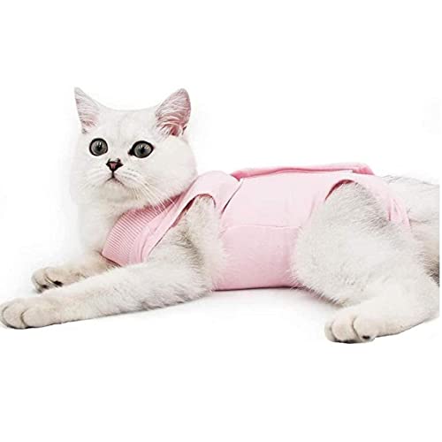 Traje de recuperación quirúrgica Profesional para heridas Abdominales después del Desgaste de la cirugía - Lavable a máquina - Kittens Ropa fisiológica (s Rosa)