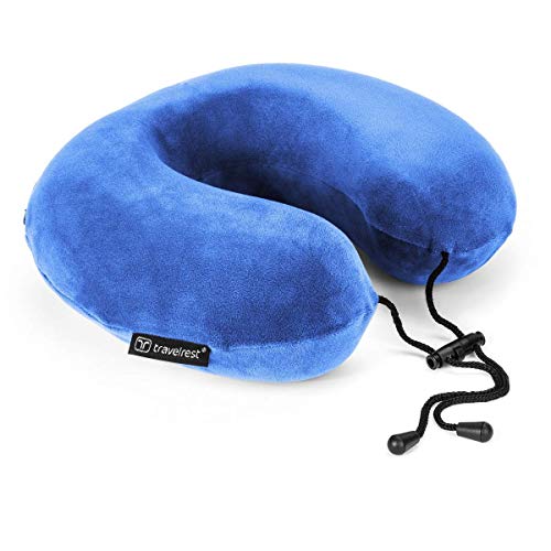 Travelrest® - Almohada Terapéutica para Cuello y Viaje con Espuma Viscoelástica - Funda de Microfibra Lavable - Se Adapta al Equipaje - Se Amolda Perfectamente a su Cuello y Cabeza - 2 años de Garantí