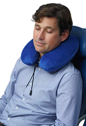 Travelrest® - Almohada Terapéutica para Cuello y Viaje con Espuma Viscoelástica - Funda de Microfibra Lavable - Se Adapta al Equipaje - Se Amolda Perfectamente a su Cuello y Cabeza - 2 años de Garantí