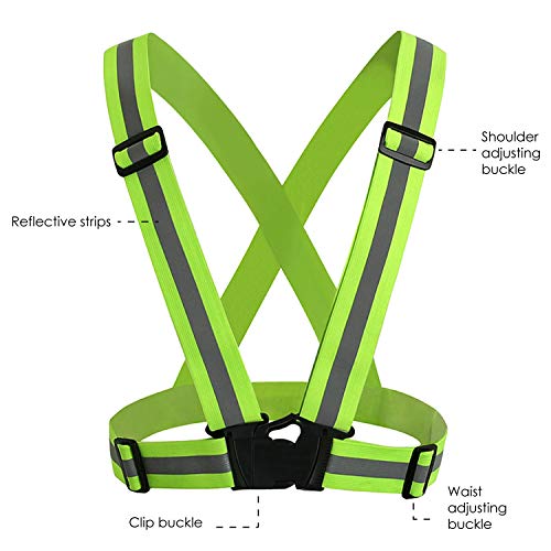 TRIXES Chaleco Ajustable Unisex de Gran Visibilidad - Arnés de Seguridad Reflectante - Verde Fluorescente