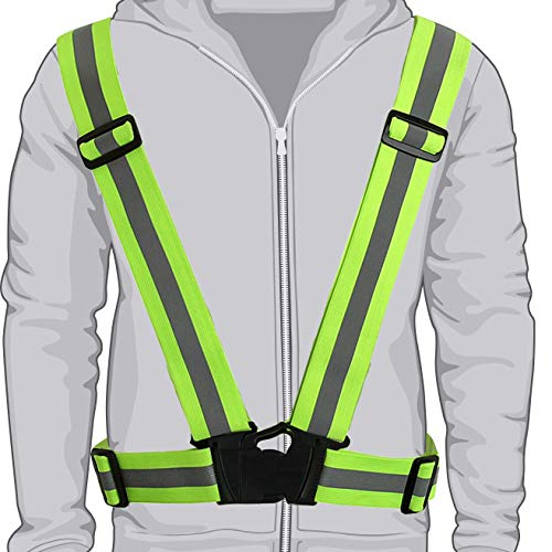 TRIXES Chaleco Ajustable Unisex de Gran Visibilidad - Arnés de Seguridad Reflectante - Verde Fluorescente