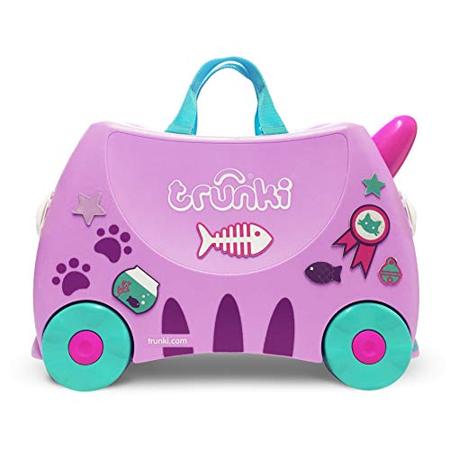 Trunki Maleta correpasillos y equipaje de mano infantil: Gato Cassie (Lila)