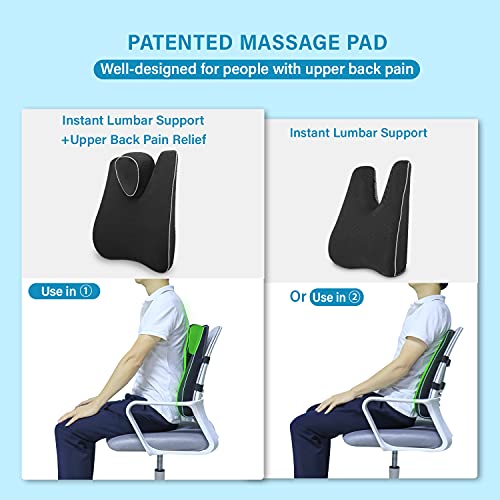 Tusscle Cojin Lumbar ,Almohada de Apoyo Lumbar de Espalda por Silla Oficina,Cojin Lumbar Coche，Ortopedico Respaldo Lumbar para Silla Oficina，Nuevo Respaldo Lumbar Soporte de Esponja Memoria