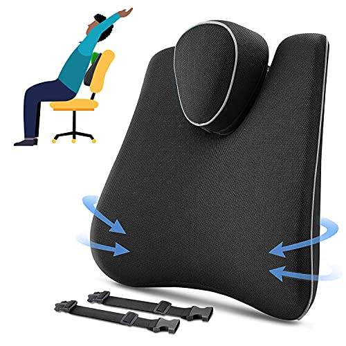 Tusscle Cojin Lumbar ,Almohada de Apoyo Lumbar de Espalda por Silla Oficina,Cojin Lumbar Coche，Ortopedico Respaldo Lumbar para Silla Oficina，Nuevo Respaldo Lumbar Soporte de Esponja Memoria