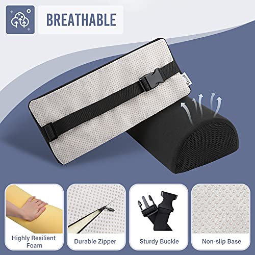 Tusscle Cojin Lumbar Silla Office con Esponja,Almohada Lumbar Soporte de Ergonómica para Coche,Ruedas, Ayuda a Corregir la Postura Sentada (Correas fijas)