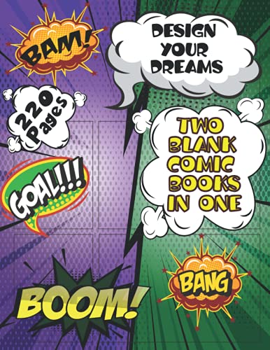 Two Black Comics in one | Design your Dreams | 220 pages: Variety of Templates | Adults | Kids | Teens & Tweens | Unleash Creativity Description