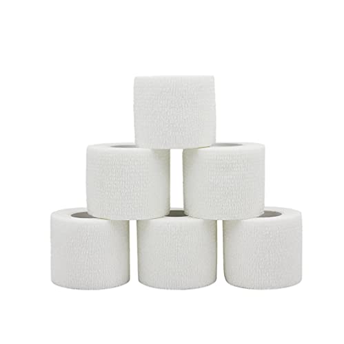 Uego De 6 Rollos De Cinta Autoadhesiva Para Muñeca, Tobillo, Esguinces, Rodillo De Vendaje Autoadhesivo, Cinta Atlética, Color Negro (5cm 6Rolls, White)