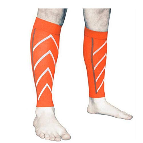 UKKD Calcetines Hombre 3 Pares De Polainas En Cuclillas Pan Deportes De Compresión De Compresión Calcetines Corriendo Medias De Nylon Noche De Neón De Baloncesto,Naranja,Altura Media