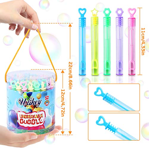 Ulikey Pomperos para Niños, Pack de 52 Pompas de Jabón de 5 Colores Varitas, Tubos para Crear Burbujas de Jabon, Juguetes para Niños Exterior Interior, Regalos para Niños y Niñas