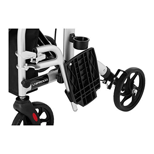 Uniprodo Silla Con Andador Para Adultos Caminador UNI_ROLL_03 2in1 (Carga Máxima 136 kg, Ruedas De TPR, Altura Ajustable Entre 85,5-98 cm, Plateada)