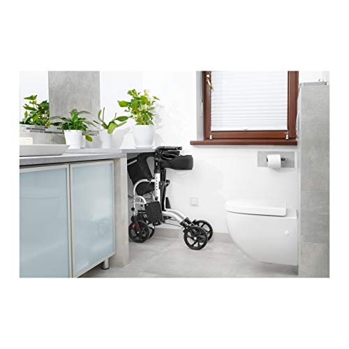 Uniprodo Silla Con Andador Para Adultos Caminador UNI_ROLL_03 2in1 (Carga Máxima 136 kg, Ruedas De TPR, Altura Ajustable Entre 85,5-98 cm, Plateada)