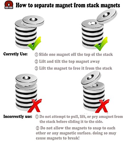 Uolor Pot Magnets Paquete de 10 imanes Base redonda fuerte Imán de avellanado de neodimio Imán Ganchos magnéticos Fuerza de sujeción de 30mm x 5mm imanes neodimio con 11pcs tornillos de montaje