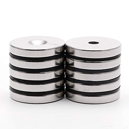 Uolor Pot Magnets Paquete de 10 imanes Base redonda fuerte Imán de avellanado de neodimio Imán Ganchos magnéticos Fuerza de sujeción de 30mm x 5mm imanes neodimio con 11pcs tornillos de montaje