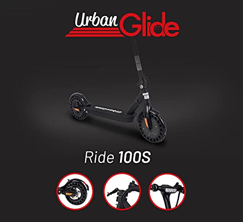 URBANGLIDE Ride 100 350W - Neumáticos Sólidos - Hasta 25 Km de autonomía - Velocidad Máxima de 25Km/h - Plegable- Pack de accesorios para transportar incluidos