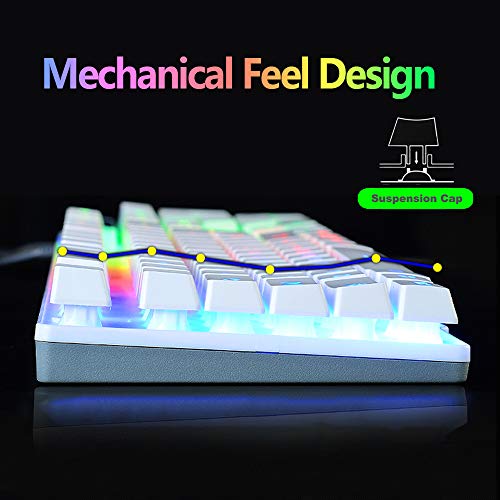 UrChoiceLtd Teclado Ratón Teclado Arcoiris Arcoiris Backlit Teclado USB + 2400DPI Ratón 6 Botones Optical LED Gaming Ratón Para Ordenador + Juego Mouse Pad 240 * 200 * 3mm Tamaño Estándar (Blanco)