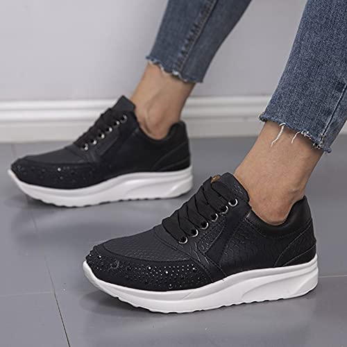 URIBAKY - Zapatillas de senderismo para mujer, con cordones transpirables, elegantes, suaves y cómodas, para exteriores, fitness, senderismo, Le Noir, 40 EU