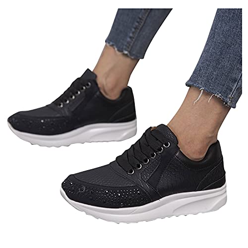 URIBAKY - Zapatillas de senderismo para mujer, con cordones transpirables, elegantes, suaves y cómodas, para exteriores, fitness, senderismo, Le Noir, 40 EU