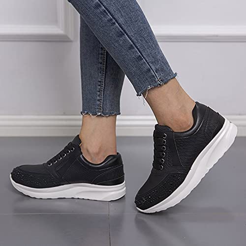 URIBAKY - Zapatillas de senderismo para mujer, con cordones transpirables, elegantes, suaves y cómodas, para exteriores, fitness, senderismo, Le Noir, 40 EU