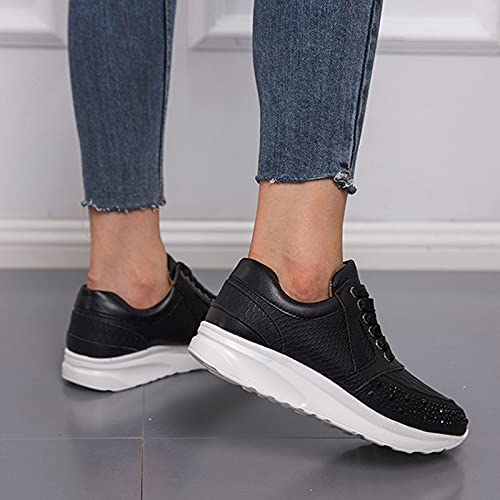 URIBAKY - Zapatillas de senderismo para mujer, con cordones transpirables, elegantes, suaves y cómodas, para exteriores, fitness, senderismo, Le Noir, 40 EU