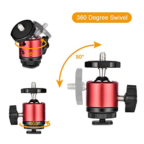 UTEBIT 360 Degree Mini rótula de trípode soporte cabeza de bola de metal con 1/4 "tornillo Zapata bola cabeza adaptador para DSLR Cámara Videocámara Light Bracket - 2 piezas