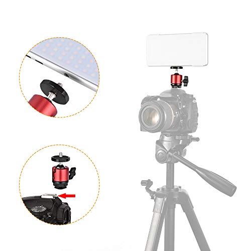 UTEBIT 360 Degree Mini rótula de trípode soporte cabeza de bola de metal con 1/4 "tornillo Zapata bola cabeza adaptador para DSLR Cámara Videocámara Light Bracket - 2 piezas