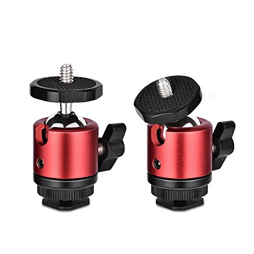 UTEBIT 360 Degree Mini rótula de trípode soporte cabeza de bola de metal con 1/4 "tornillo Zapata bola cabeza adaptador para DSLR Cámara Videocámara Light Bracket - 2 piezas