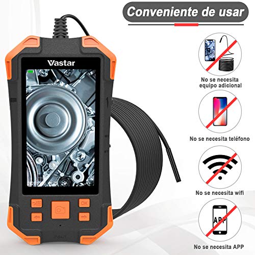 Vastar Cámara Endoscopio de Inspección Industrial, 4.3 Pulgadas IPS Monitor LCD en Color 1080P, 3000 mAh Cámara de Inspección 5.5mm IP67-5M sin Tarjeta de Memoria