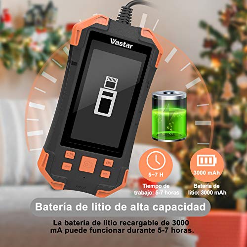 Vastar Cámara Endoscopio de Inspección Industrial, 4.3 Pulgadas IPS Monitor LCD en Color 1080P, 3000 mAh Cámara de Inspección 5.5mm IP67-5M sin Tarjeta de Memoria