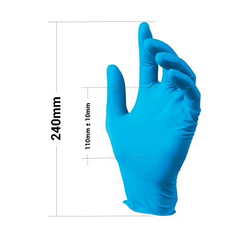 VENSALUD Guantes desechables de nitrilo sin polvo, caja con 100 guantes, color azul (L)