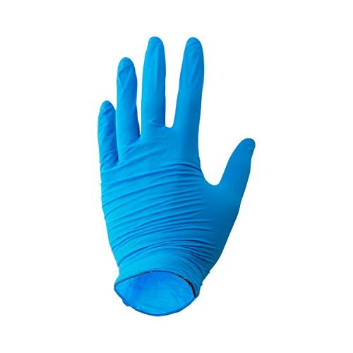 VENSALUD Guantes desechables de nitrilo sin polvo, caja con 100 guantes, color azul (L)