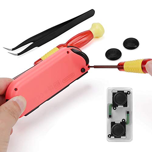 Veperain 2 Recambios 3D de Joysticks Analógicos para Nintendo Switch Joy Con y Switch OLED, con Destornillador Herramientas de Reparación, 4 ThumbStick