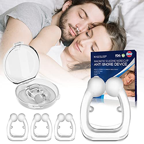 [Versión 2021]Dilatador Nasal Anti-Ronquidos WAGISLEEP, Antironquidos Clip Nasal Magnético Nose Clip Silicona, Dejar de roncar, Mejora la Respiración Nariz Clip para Ayudar a Dormir Apnea Del Sueño