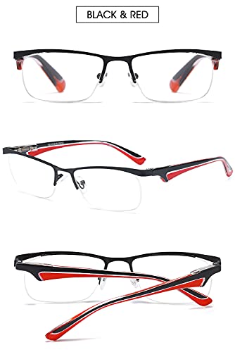 VEVESMUNDO Gafas de Lectura Hombre Mujer Metalicas Medio Marco Presbicia Modernas Vista Leer Graduadas Blanco Rojo Azul Verde 1.0 1.5 2.0 2.5 3.0 3.5 4.0 (2.0, 4 Gafas Set(Blanco+Rojo+Azul+Verde))